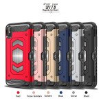 Wholesale iPhone Xr 6.1in Metallic Plate Case Work with Magnetic Holder and Card Slot (Red)